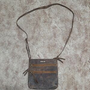 Estalon Distressed Brown Leather Crossbody Bag